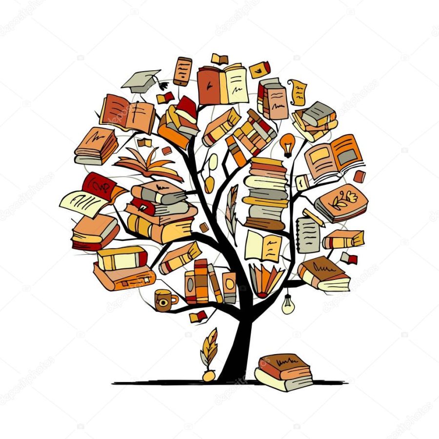 Books tree, sketch for your design