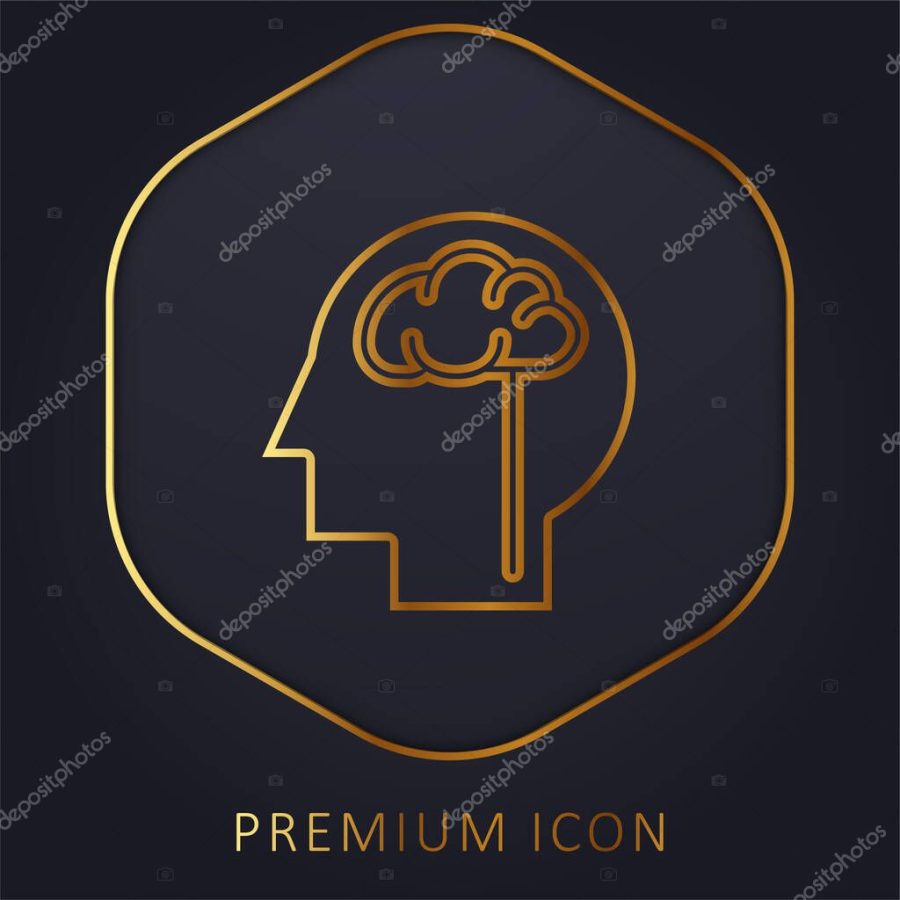 Brain golden line premium logo or icon