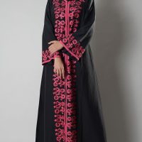 Bright Pink Embroidered Abaya Jilbab