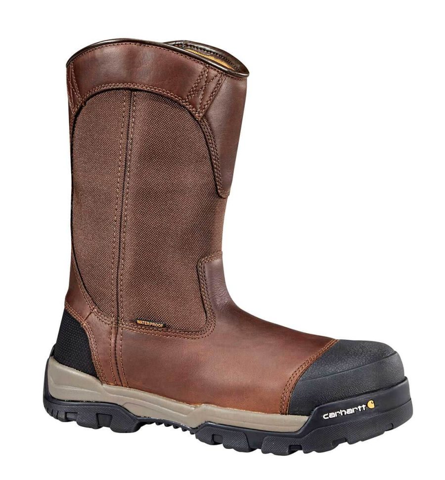 Carhartt - CME1355 - Men's Ground Force Brown Leather Waterproof Composite Safety Toe 10" Pull-On Work Boot