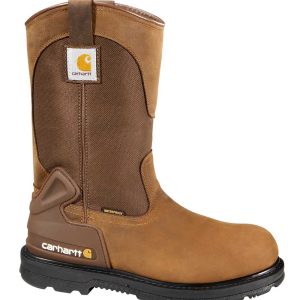 Carhartt - CMP1100 - Core Men's Bison Brn Leather/ Brn Fabric Waterproof Soft Toe 11" Wellington Work Boot