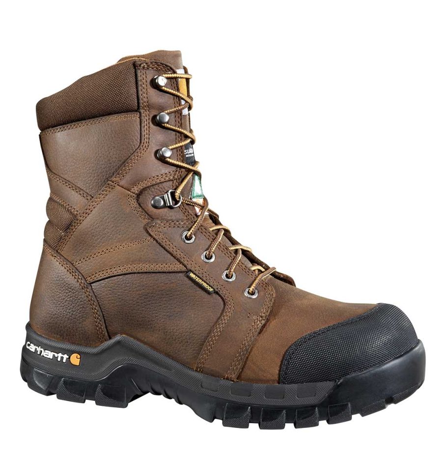 Carhartt - CMR8939 - Puncture Resistant Men's Brown Leather Rugged Flex Waterproof Insulated Composite Safety Toe 8" Work Boot