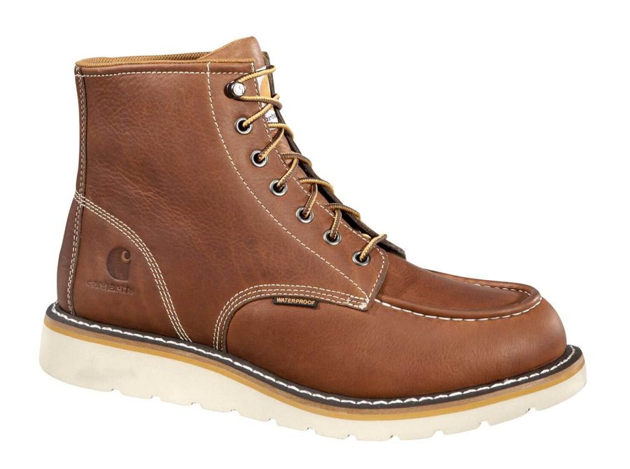 Carhartt - CMW6175 - Men's Tan Leather Waterproof Moc-Toe Wedge Soft Toe 6" lace-up Work Boot