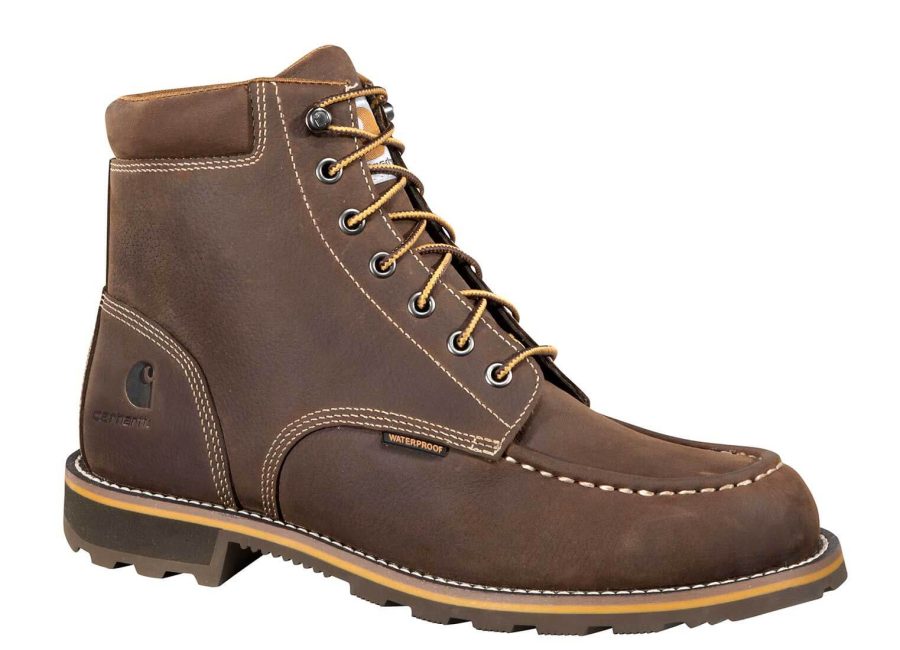 Carhartt - CMW6197 - Traditional Men's Brown Leather Moc Toe Lug Bottom Waterproof Soft Toe 6" lace-up Work Boot