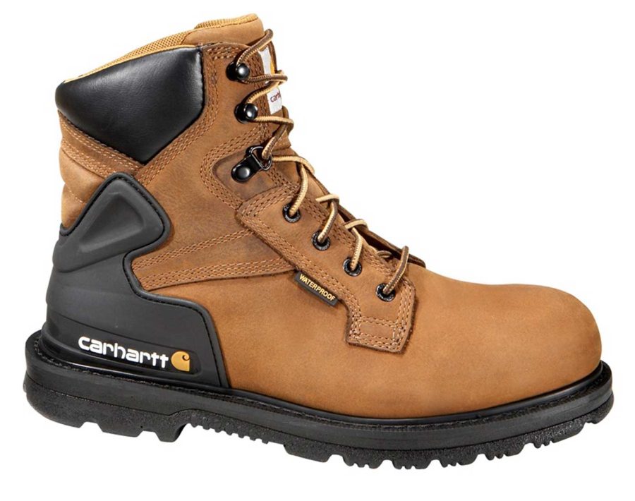 Carhartt - CMW6220 - Core Men's Bison Brown Leather Waterproof Steel Safety Toe 6" lace-up Work Boot