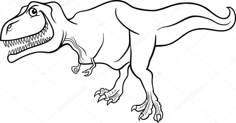 Cartoon tyrannosaurus dinosaur for coloring book
