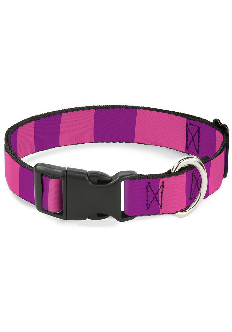 Cheshire Cat Stripe Pink/Purple Plastic Clip Pet Collar