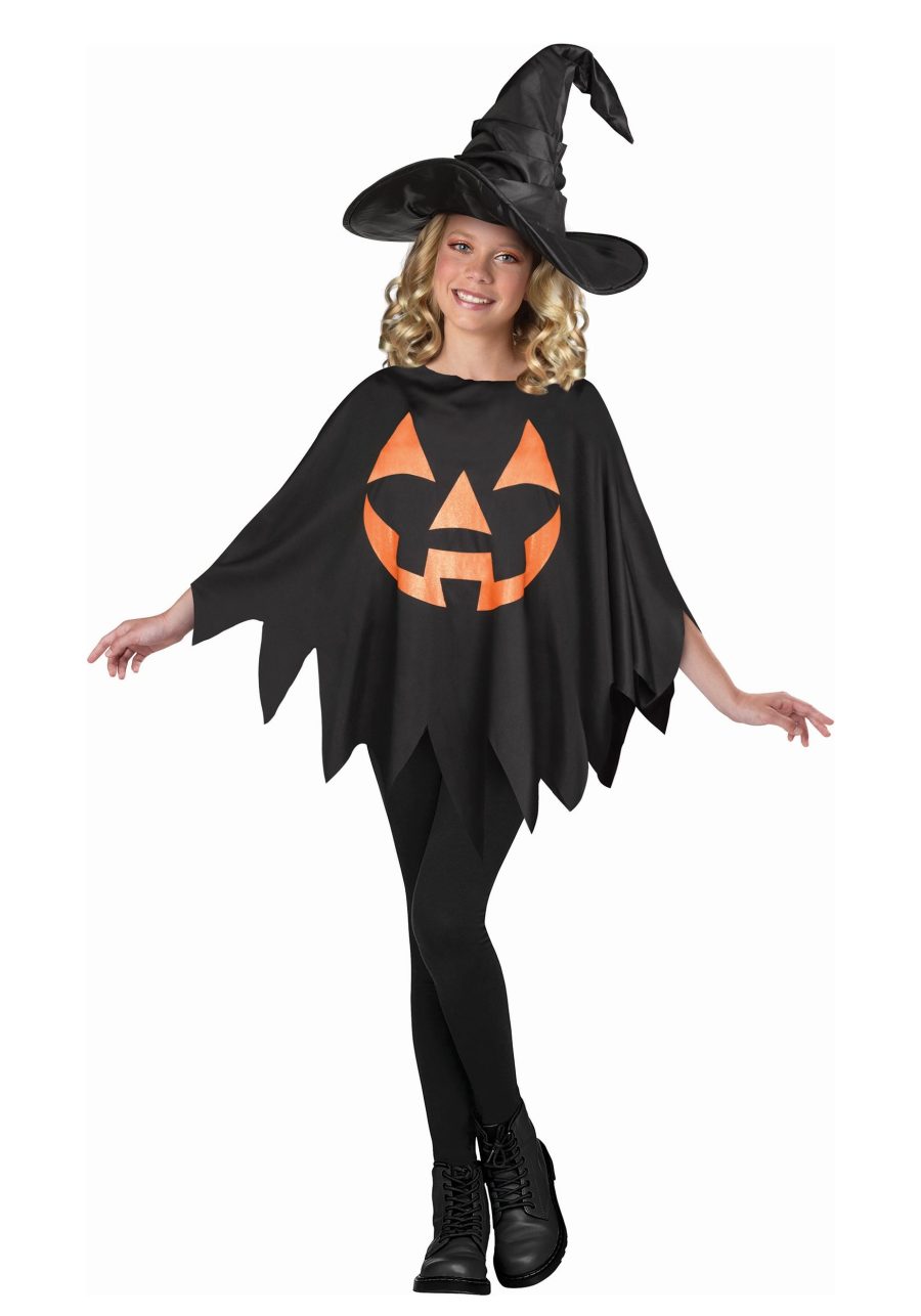 Child Dark Jack O' Lantern Costume Poncho