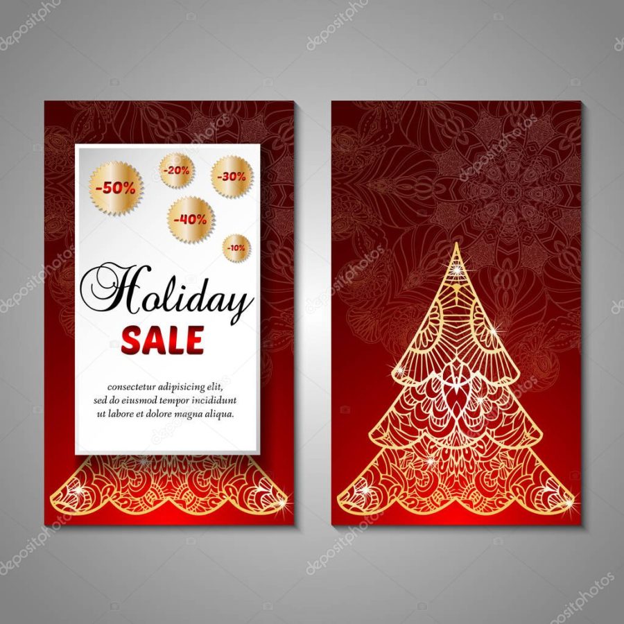 Christmas flyer, sale, card template.