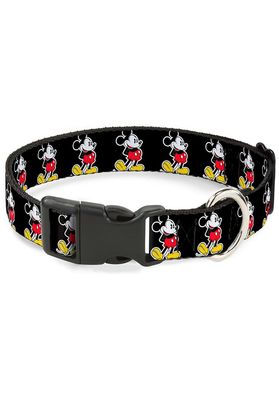 Classic Mickey Mouse Pose Black Plastic Clip Pet Collar