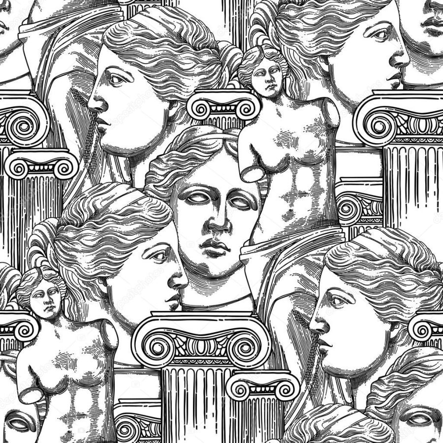 Classical pattern of Venus de Milo and columns