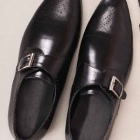 Comfort Dark Brown Medallion Toe Single Monk Strap Premium Leather Dress Shoes