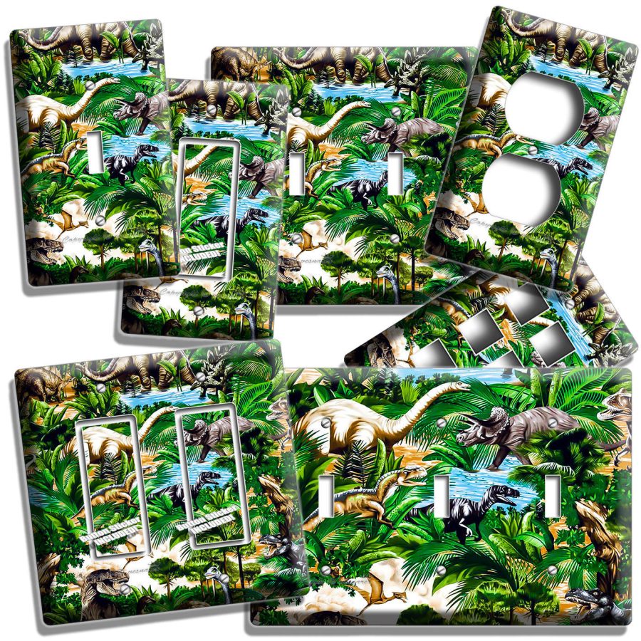 DINOSAURS DINO LIGHT SWITCH OUTLET WALL PLATES KIDS BEDROOM HOME PLAY ROOM DECOR