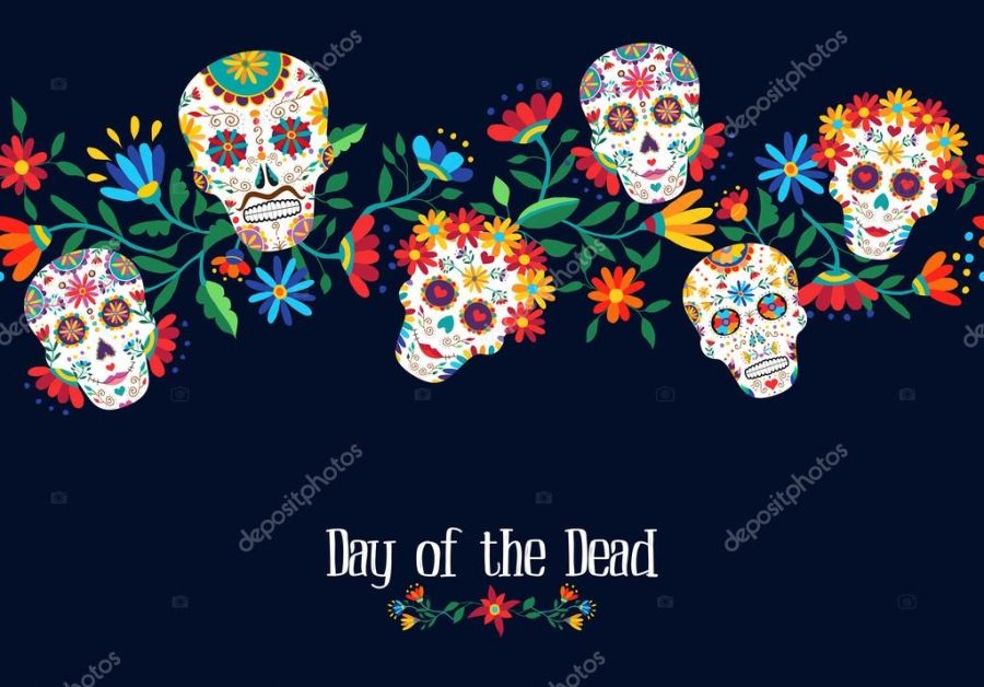 Day of the dead flower skull background design