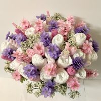Diaper Floral Bouquet Pink and Purple Baby Girl Shower Centerpiece New Mom Gift