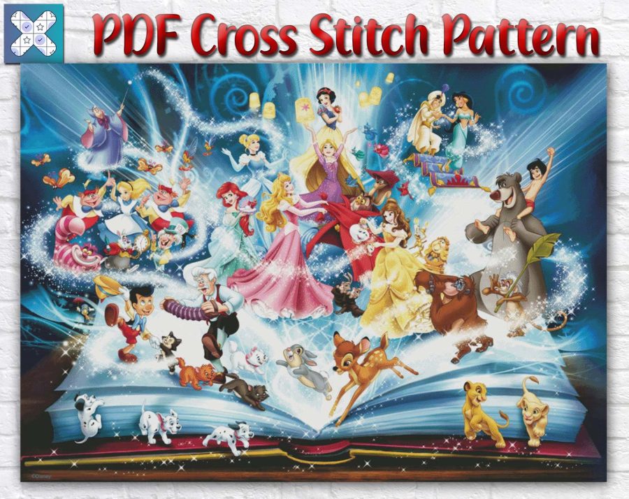 Disney Mickey Mouse Magic Book Heroes Counted PDF Cross Stitch Pattern