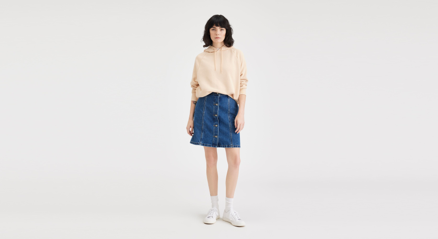 Dockers Button Front Mini Skirt, Women's, Blue 25