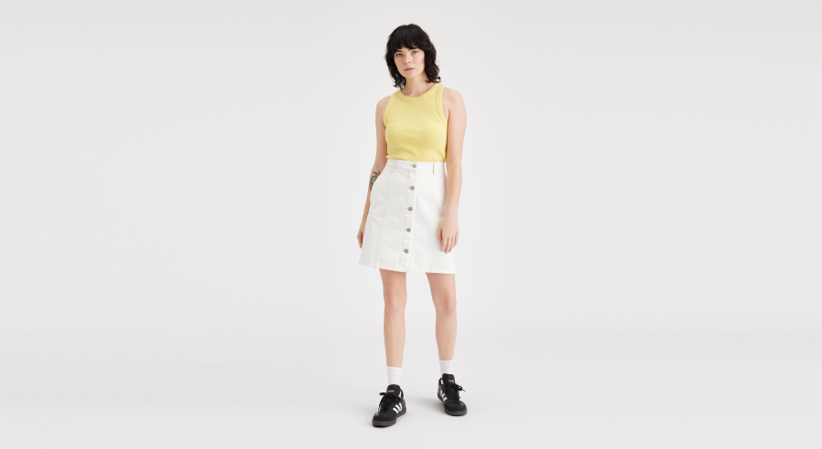 Dockers Button Front Mini Skirt, Women's, White 25