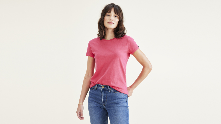 Dockers Favorite Tee Shirt, Slim Fit T-Shirt, Women's, Pink L