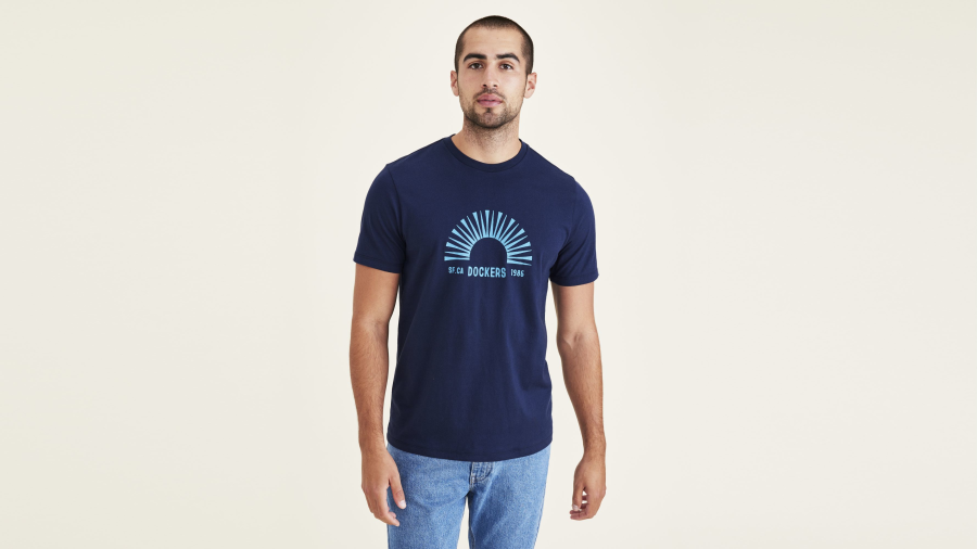 Dockers Sun & Surf Graphic Tee, Slim Fit T-Shirt, Men's, Blue XXL
