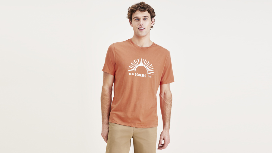 Dockers Sun & Surf Graphic Tee, Slim Fit T-Shirt, Men's, Orange XXL