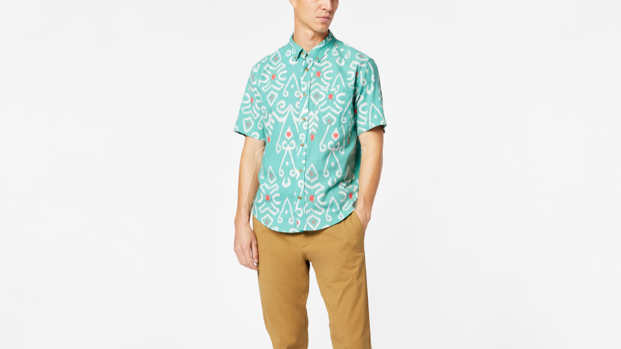 Dockers Textured Shirt, Regular Fit, Men's, Green S