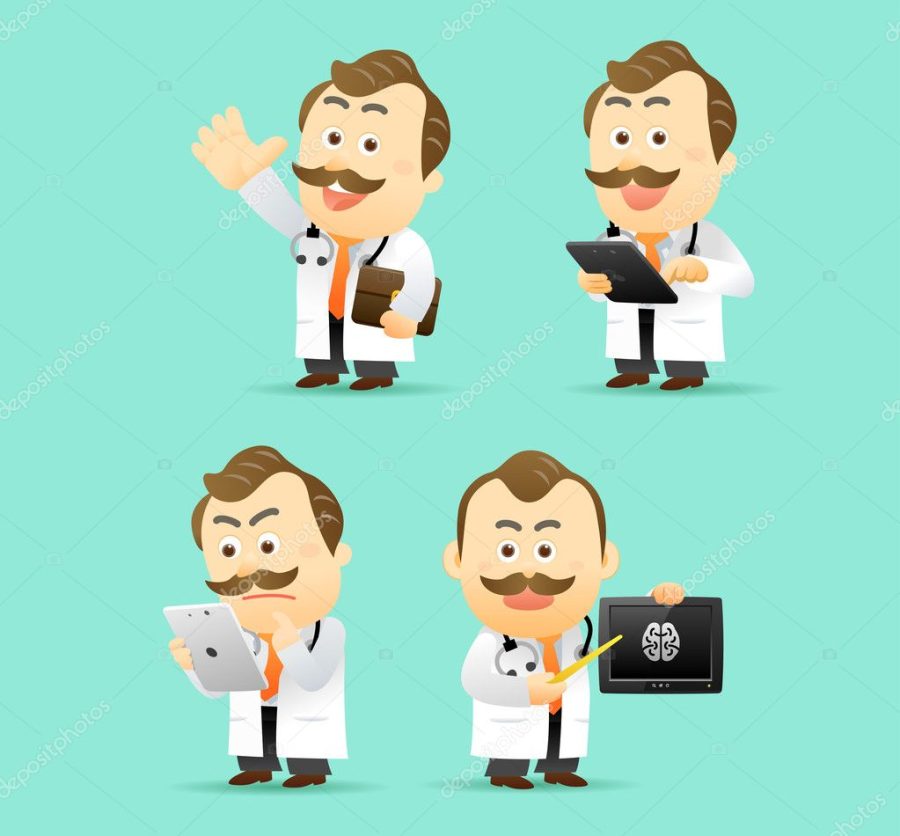 Doctor with tablet PC set