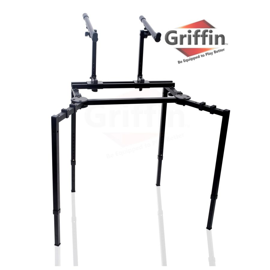 Double Piano Keyboard & Laptop Stand by GRIFFIN - 2 Tier/Dual Portable Studio Mi
