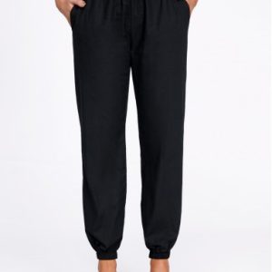 Drawstring Black High Waisted Belted Pants