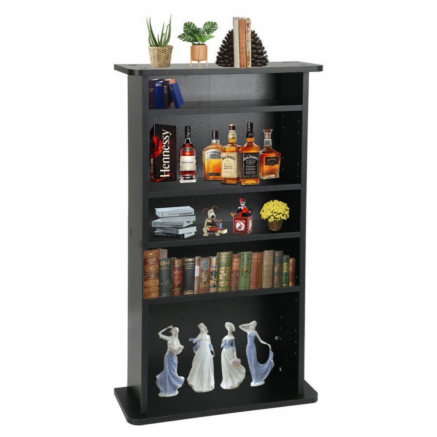 Dvd Cd Multimedia Cabinet Storage Adjustable 5 Layers Book Shelf Media Tower