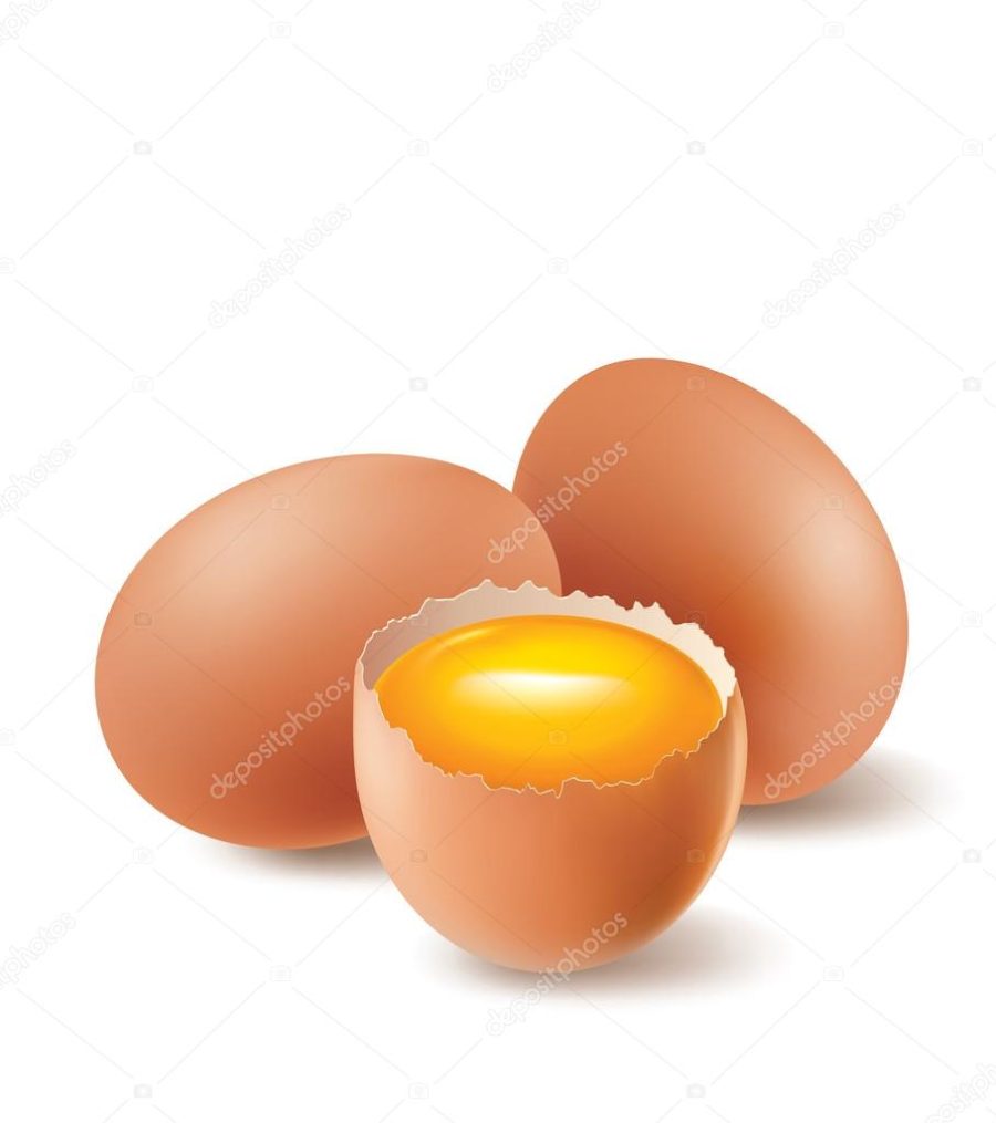 Eggs with broken egg and yolk