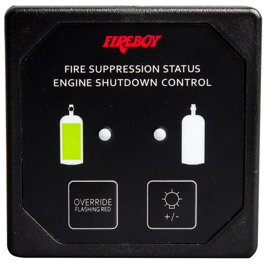 FIREBOY-XINTEX DU-SBH-20-R XINTEX DELUXE HELM DISPLAY WITH MEMBRANE SWITCH, REMOTE HORN & LEDS FOR ENGINE SHUTDOWN SYSTEM - BLACK BEZEL DISPLAY