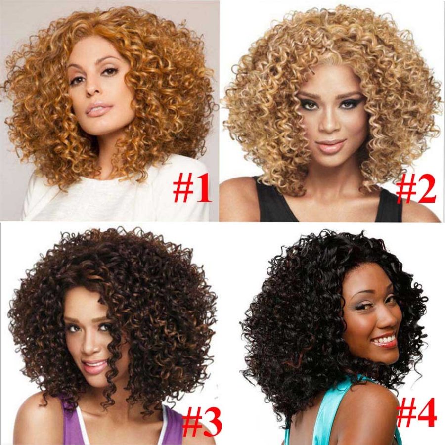 Fashion Afro Kinky Curly Heat Resistant Hair Wigs Many Color