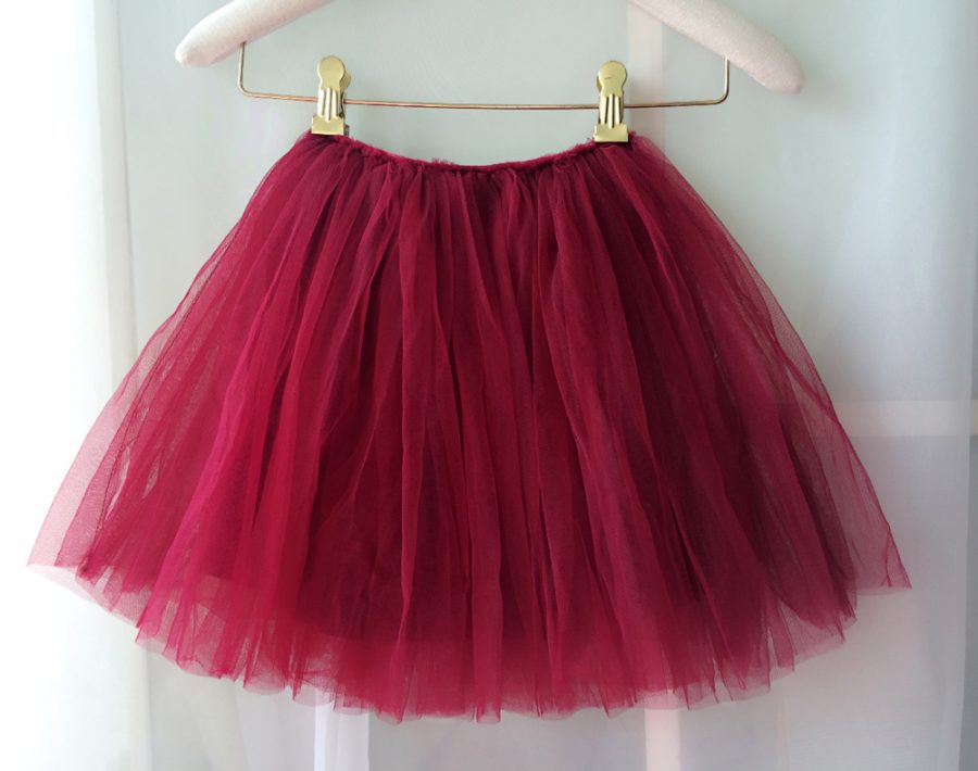 Flower Girl Skirts, Baby Tutu Skirt, Infant Tulle Skirt - Red, Elastic Waist