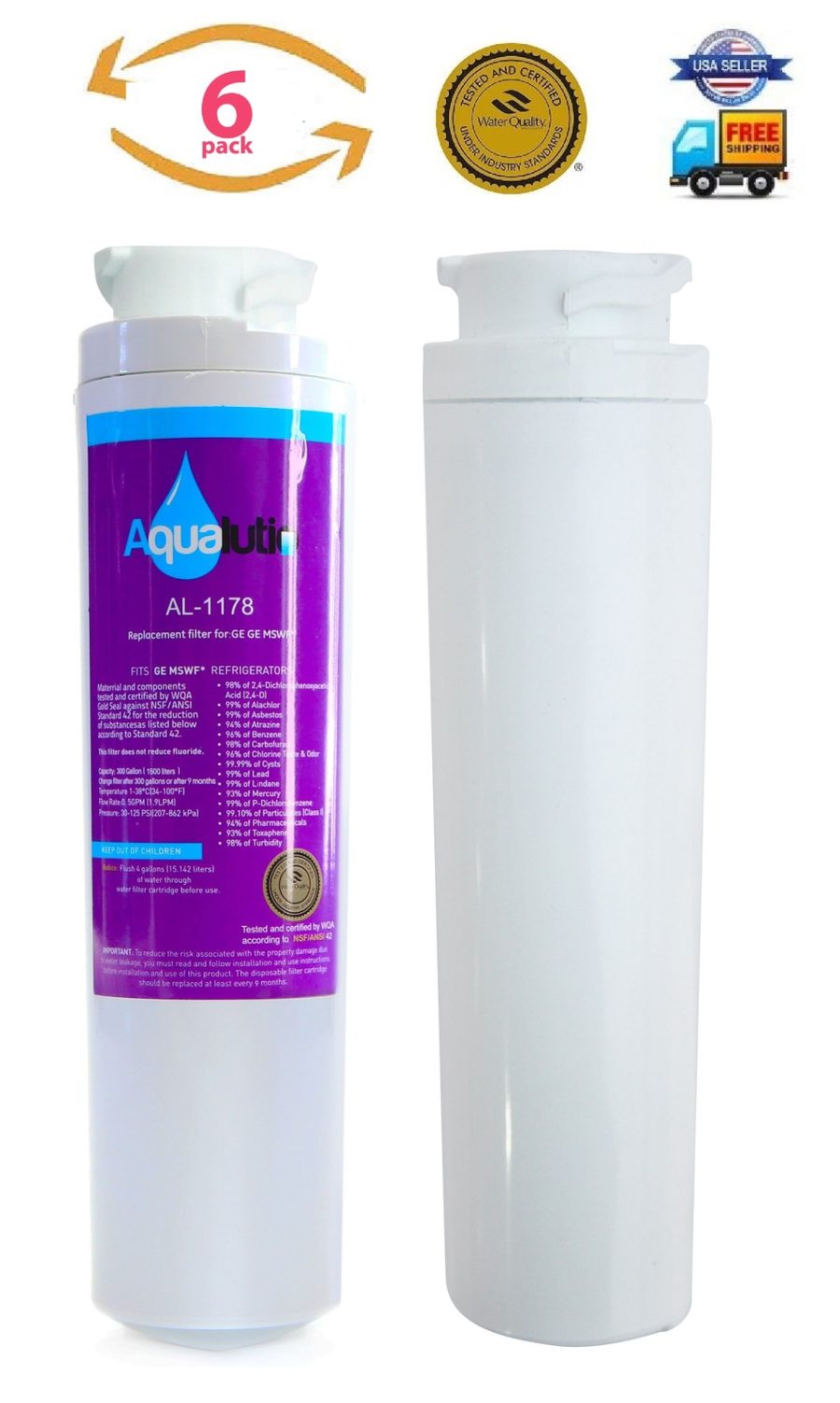 For GE MSWF 101820A, 101821B, RWF1500A SmartWater Refrigerator Water Filter