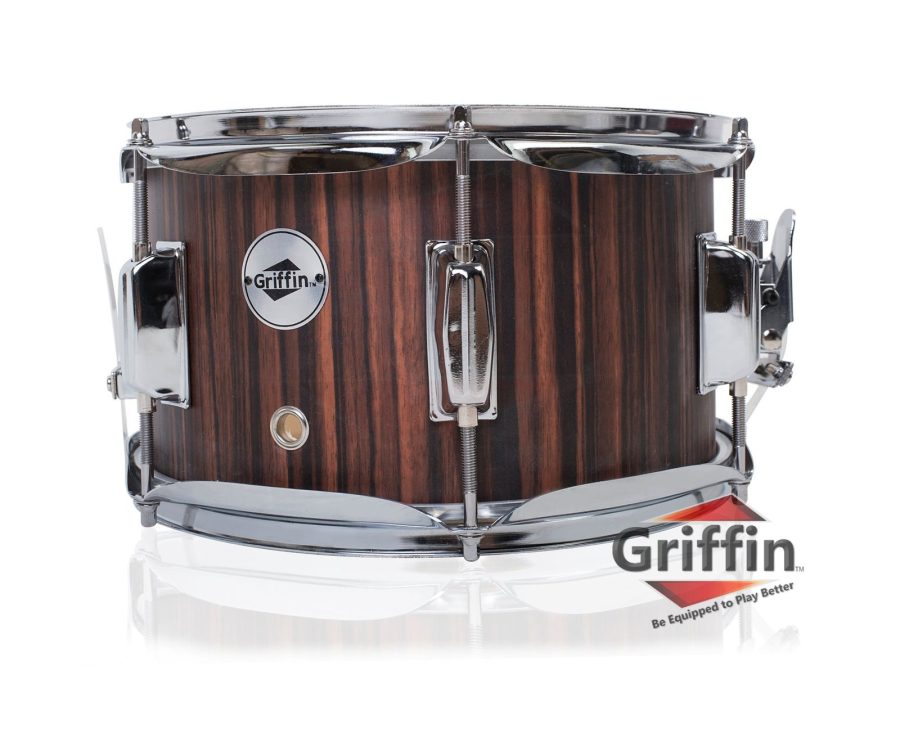 GRIFFIN Firecracker Snare Drum - Acoustic Popcorn 10" x 6" Poplar Mini Wood Shel