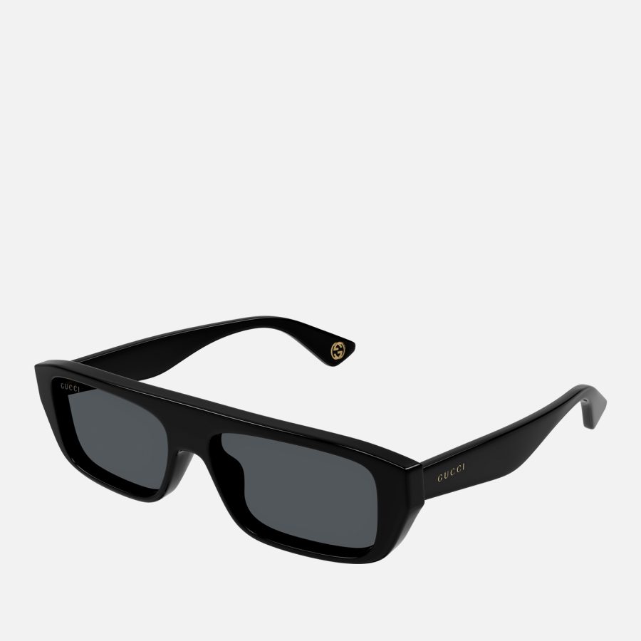 Gucci Aspen Thin Acetate Rectangular-Frame Sunglasses