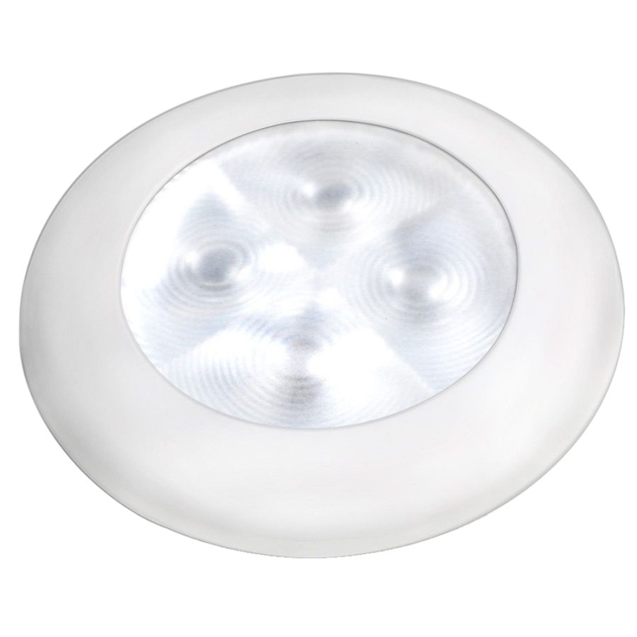 HELLA MARINE 980500541 SLIM LINE LED ENHANCED BRIGHTNESSFT ROUND COURTESY LAMP - WHITE LED - WHITE PLASTIC BEZEL - 12V