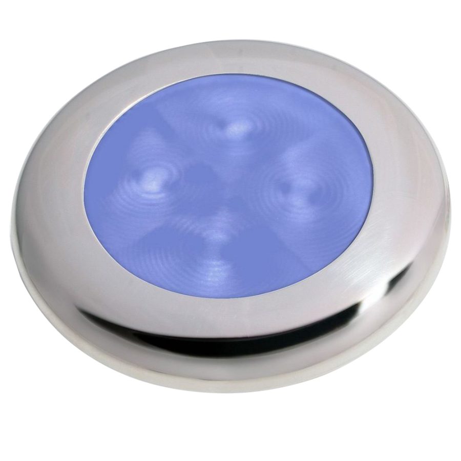 HELLA MARINE 980503221 POLISHED STAINLESS STEEL RIM LED COURTESY LAMP - BLUE