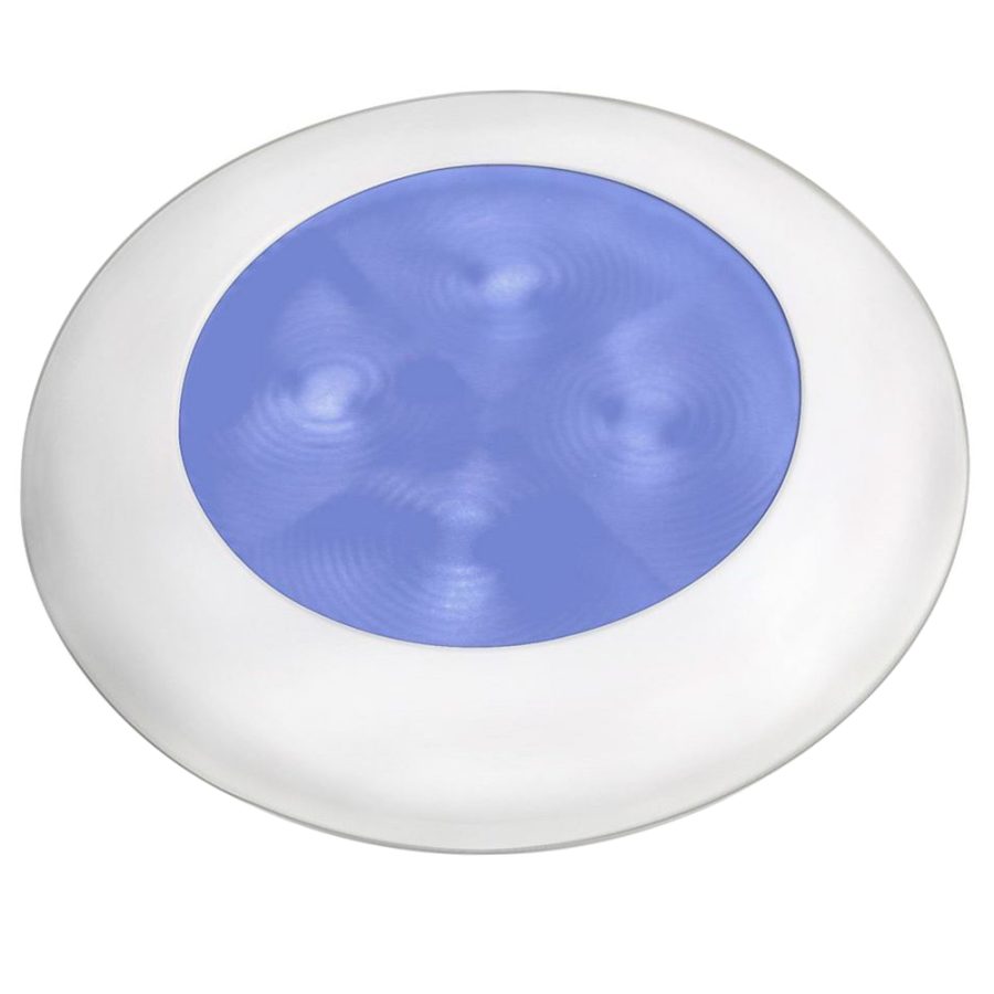 HELLA MARINE 980503241 BLUE LED ROUND COURTESY LAMP - WHITE BEZEL - 24V
