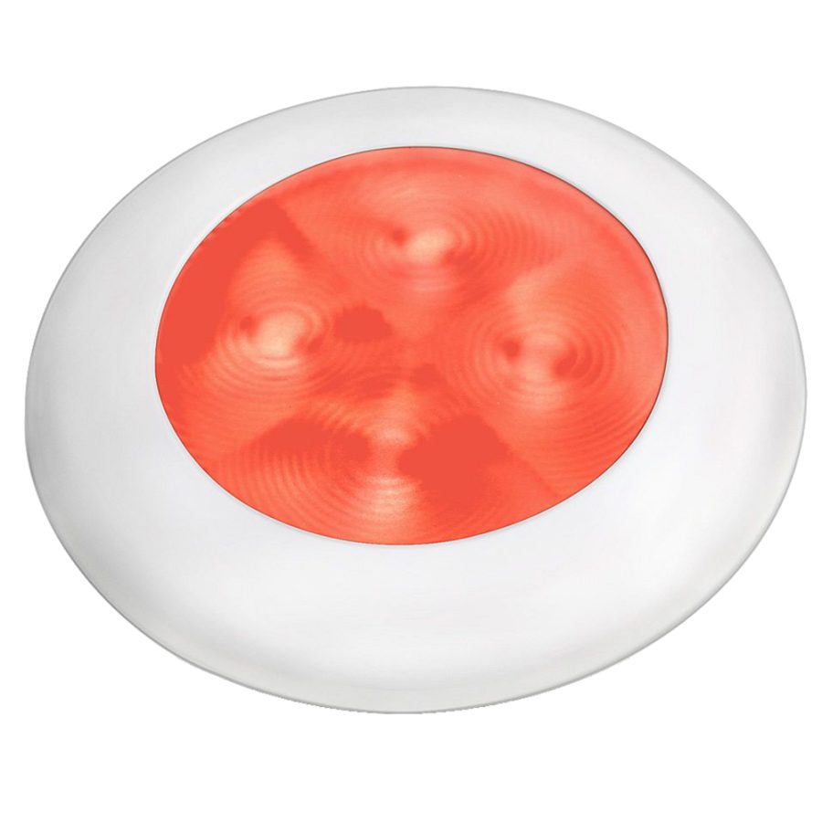 HELLA MARINE 980507241 SLIM LINE LED ENHANCED BRIGHTNESSFT ROUND COURTESY LAMP - RED LED - WHITE PLASTIC BEZEL - 12V