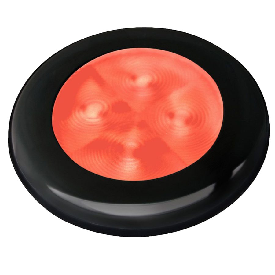 HELLA MARINE 980507251 SLIM LINE LED ENHANCED BRIGHTNESSFT ROUND COURTESY LAMP - RED LED - BLACK PLASTIC BEZEL - 12V