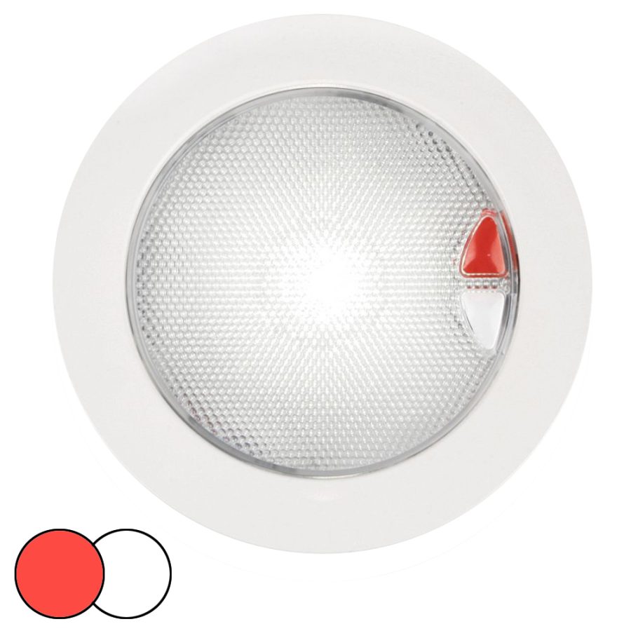 HELLA MARINE 980630002 EUROLED 150 RECESSED SURFACE MOUNT TOUCH LAMP - RED/WHITE LED - WHITE PLASTIC RIM