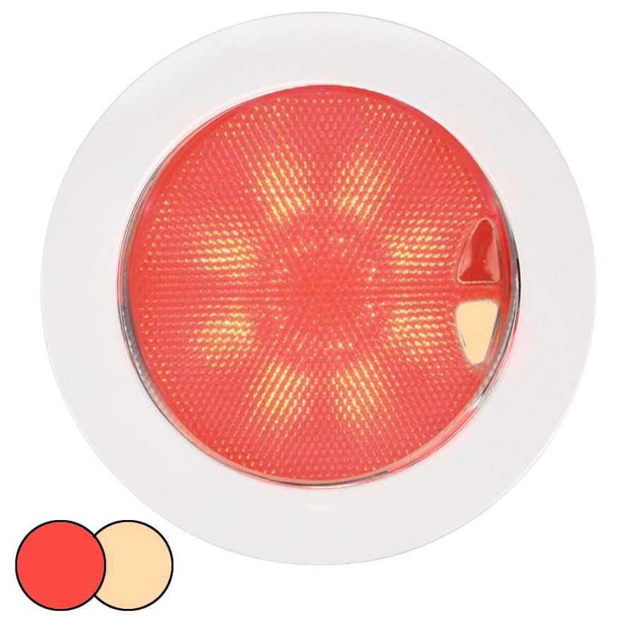 HELLA MARINE 980630102 EUROLED 150 RECESSED SURFACE MOUNT TOUCH LAMP - RED/WARM WHITE LED - WHITE PLASTIC RIM