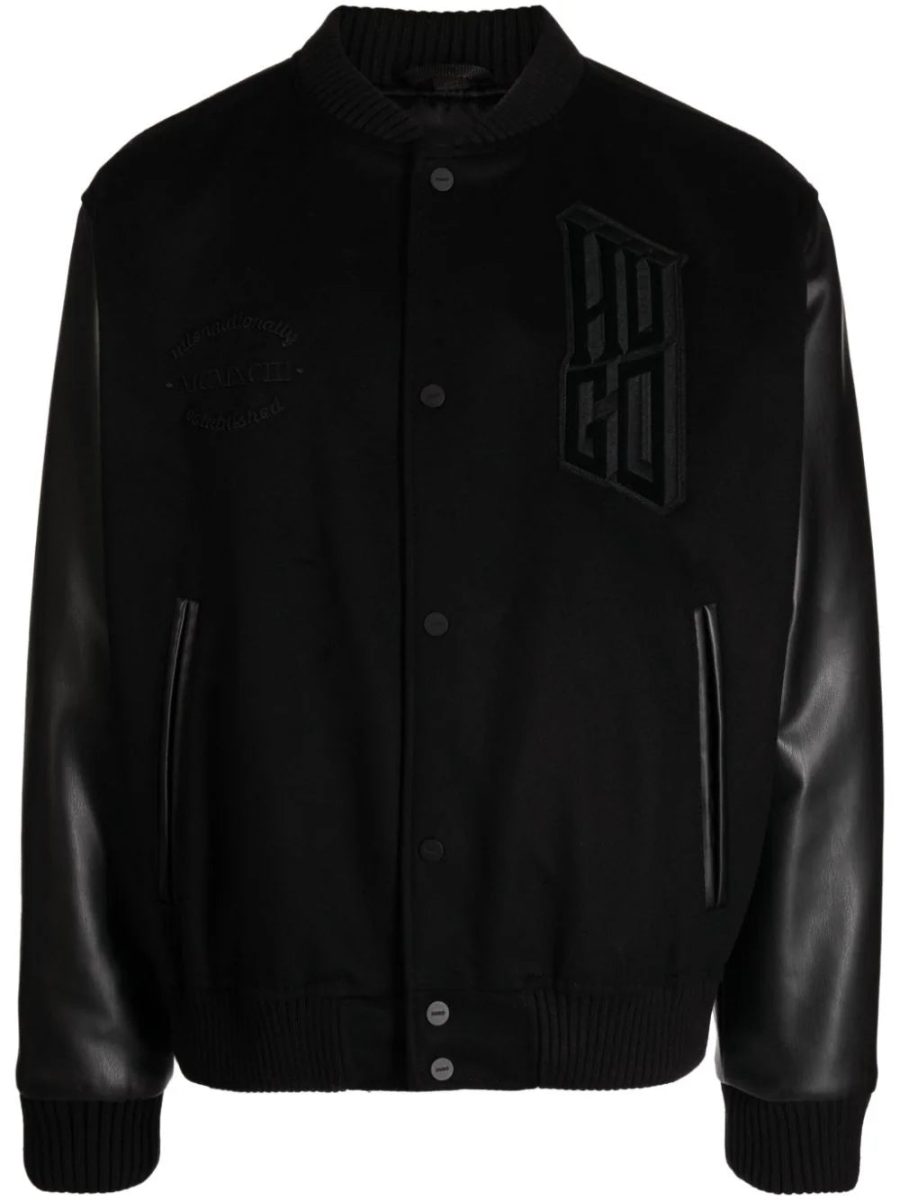 HUGO Regular-Fit Varsity Bomber Jacket Black