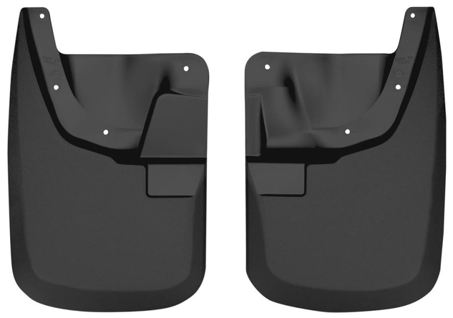 HUSKY LINERS 56681 Mud Flap; Custom Mud Guards; Direct-Fit; Contoured; Without Logo; Black; Thermoplastic; Screw On (Pair)