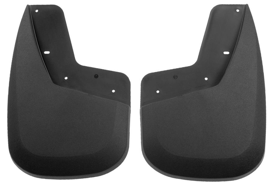HUSKY LINERS 56801 Mud Flap; Custom Mud Guards; Direct-Fit; Contoured; Without Logo; Black; Thermoplastic; Screw On (Pair)