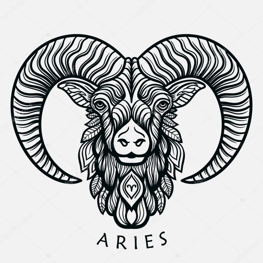 Hand drawn romantic beautiful line art of zodiac aries. Vector illustration isolated. Ethnic design, mystic horoscope symbol for your use. Ideal for tattoo art, coloring books. Zentangle style.