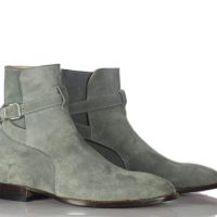 Handmade Men's Gray Suede Ankle Jodhpur Strap Boots, Men Ankle Fashion Boots