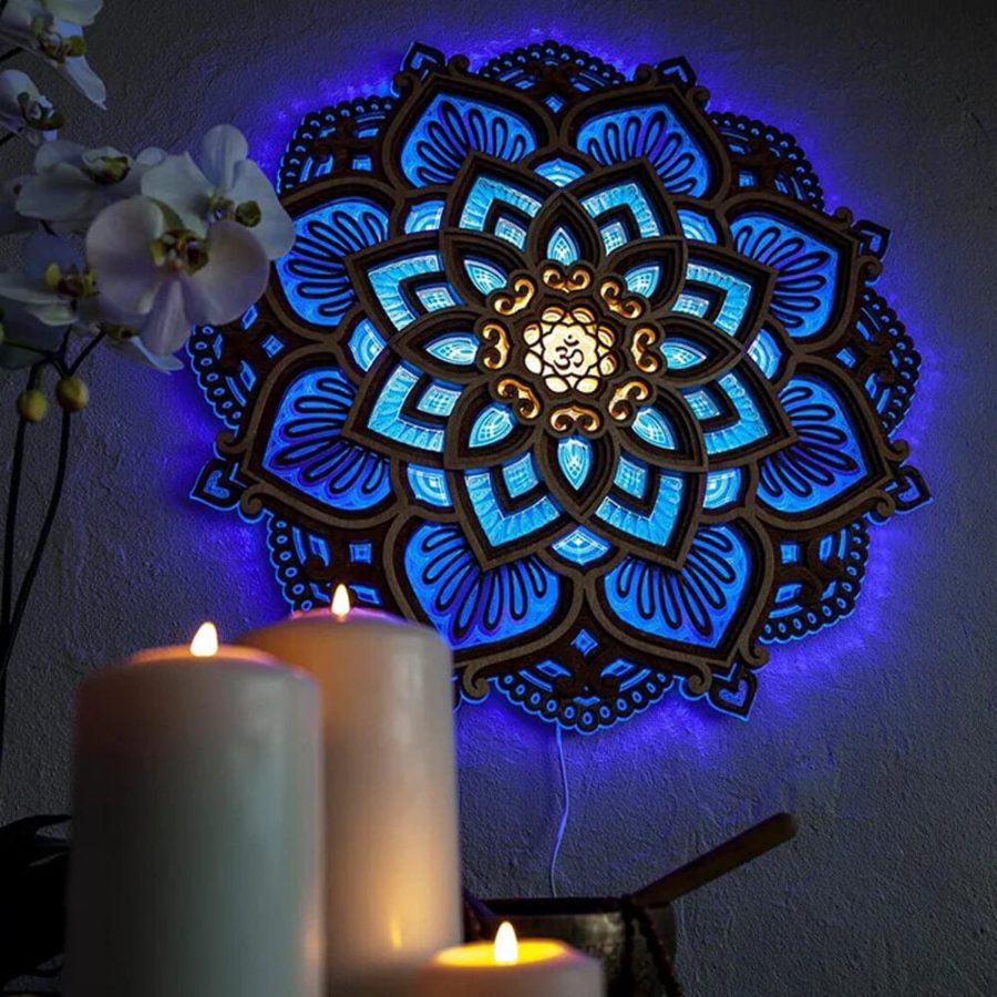 Handmade Wooden Mandala Wall Lamp